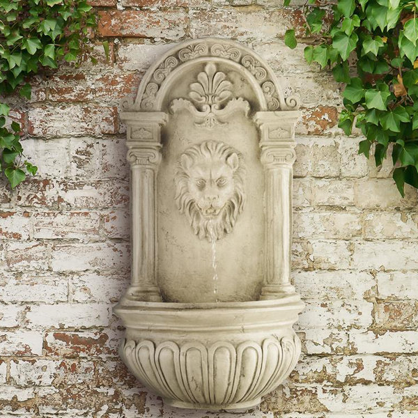 Blumfeldt Solarbetriebener Wandbrunnen Löwenstein aus Acryl mit Licht